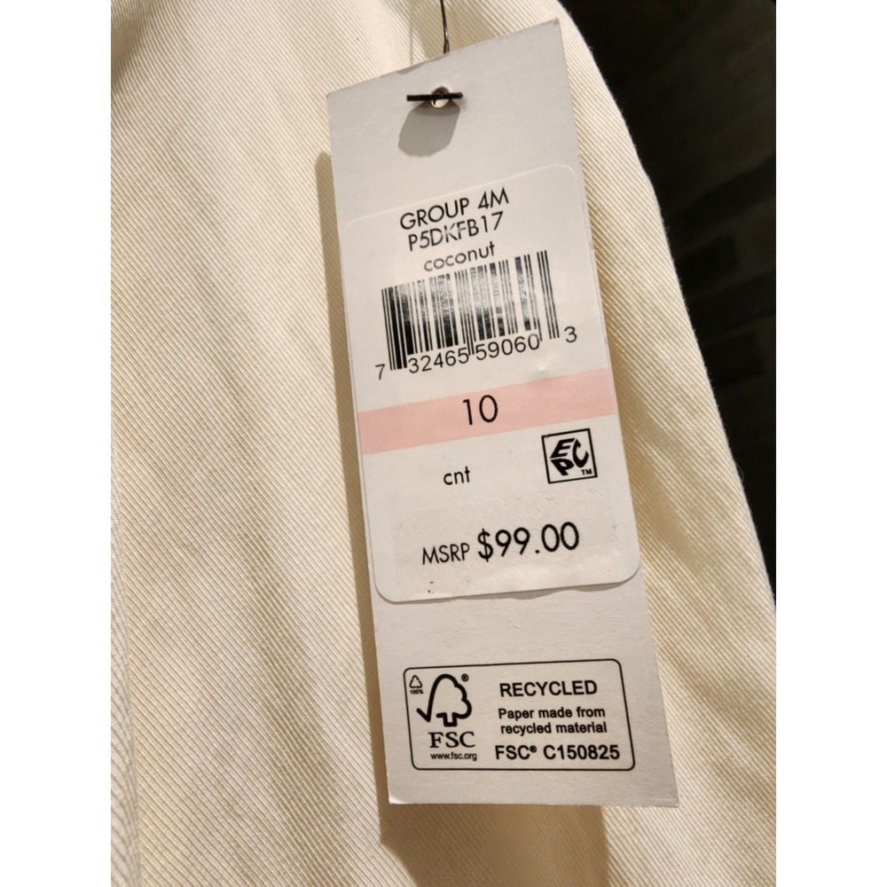 DKNY Tie-Front Wide-Leg Pants Women's 10 Coconut Pleated Button Zip Closure - Picture 4 of 4